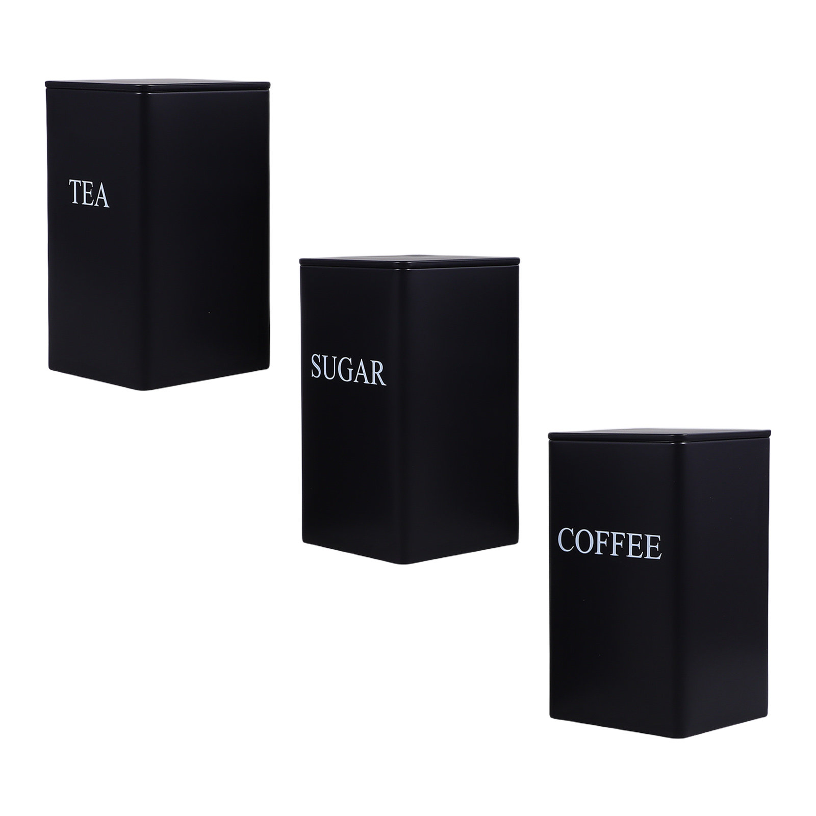 Coffee Tea Sugar - 3 шт. металлические квадратные герметичные контейнеры